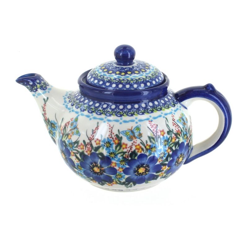 Blue Rose Polish Pottery 18 Vena Teapot, 1 of 2