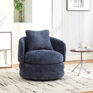 30" Chenille Swivel Barrel Accent Chair with Pillow, 360° Modern Lounge Armchair for Living Room Bedroom-3irtyhousy - 1 of 4