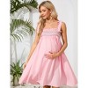 Women Maternity Dress Summer Cute Spaghetti Midi Dresses Sleeveless Adjustable Straps Dress for Photoshoot Baby Shower - 3 of 4
