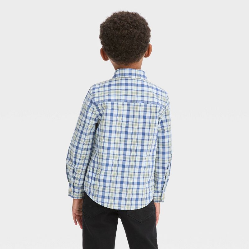 OshKosh B'gosh Toddler Boys' Short Sleeve Plaid Woven Button-Down Shirt - Navy Blue, 2 of 4