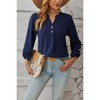 Women's Business Casual V Neck Cuffed Sleeves Work Blouse Top - 2 of 4