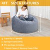 Giant 4ft Bean Bag Chair with High-Rebound Memory Foam, Plush Dutch Velvet Cover, Soft Foam-Filled Lazy Sofa for Kids & Adults - 2 of 4