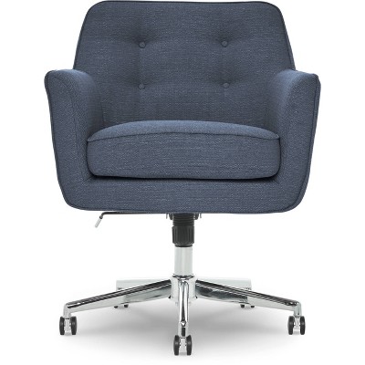 Sanctuary Blue Memory Foam Swivel Home Office Chair with Arms