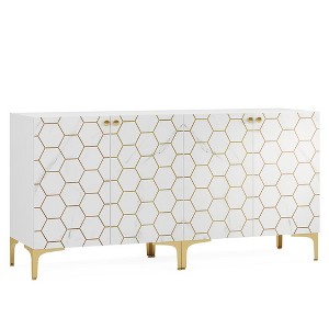 Resenkos Sideboard Buffet, Kitchen Storage Cabinet,31.5" Sideboard Buffet Set of 2, Modern Storage Cabinet with Doors,White - 1 of 3