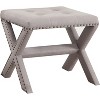Vynxaria Linen Blend Accent Bench ¨C Tufted Entryway & Living Room Seating with Nailhead Trim - 4 of 4