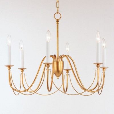 Elegant Gold Leaf 6-Light Traditional Suspension Chandelier