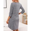 Clearlove Womens Maternity Nightgown 3/4 Sleeve Striped Night Shirt Sleepwear Full-Front Button Pajama Dress - 2 of 4