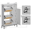 Rattan Shoe Cabinet, 3 Tier Shoe Cabinet with Flip Drawers, Free Standing Narrow Shoe Storage Organizer with Adjustable Shelves - 2 of 4
