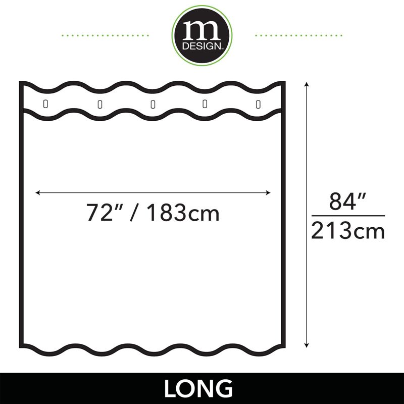 mDesign Long Herringbone Weave Fabric Shower Curtain - 72" x 84" - White, 3 of 7