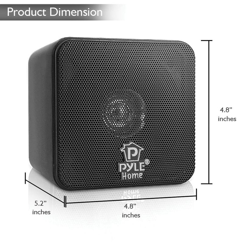 Pyle® 200-Watt 4-In. Mini-Cube Bookshelf Speaker Set, Black, 2 Count, 2 of 8