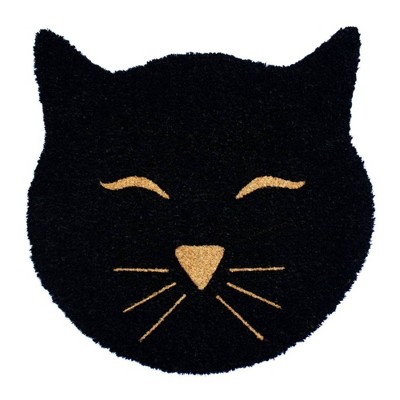 1'8" x 2' Tufted Cat Head Coir Doormat Black - Raj