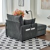 Modern Corduroy Accent Chair with Storage Ottoman, Oversized Lounge Chair, 1-Seat Cloud Sofa for Living Room, Apartment, or Bedroom–The Pop Home - 3 of 4