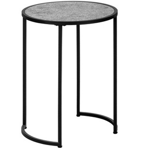 NicBex Round End Table with Clear Glass Table Top Small Side Table in Black Metal for Indoor Outdoor - 1 of 4