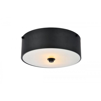Elegant Lighting Hazen 2 light 12 inch Flat Black flush mount