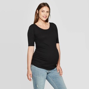 Maternity Short Sleeve Rib T-Shirt - Isabel Maternity by Ingrid & Isabel Black S, Women