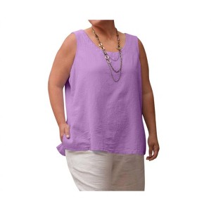 Women's Crinkle Cotton Sleeveless Top - Plus - On The Plus Side - 1 of 2
