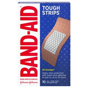 Band-Aid Brand Tough Strips Adhesive Wound Bandage, Extra Large, 10 ct - 1 of 4
