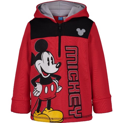 Disney Mickey Mouse Toddler Boys Fleece Half Zip Hoodie 3t : Target