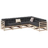 vidaXL Patio Sofa Set - Outdoor Modular Lounge Set 6 Piece - Solid Pine Wood - Brown Natural Pine - Backyard/Terrace/Patio Use - 27.6" x 27.6" x 26.4" - 2 of 4