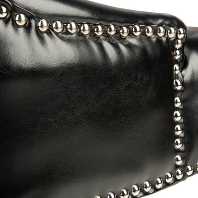 Transitional Black Leather Upholstered Parsons Side Chair