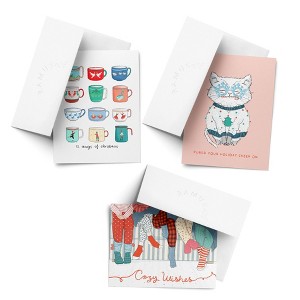 Christmas Mug, Cozy Wishes, Christmas Cat Winter/Holiday/Christmas Greeting Card Pack Sets (3 ct, Assorted) by Ramus & Co - 1 of 4