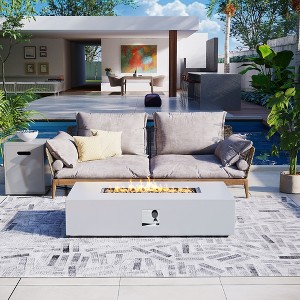 56-Inch Outdoor Rectangular Fire Pit Table Propane for Outside Patio with Tank Cover - 1 of 4
