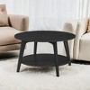 Honey Brown Round Coffee Table with 2 Tiers of Storage, Measuring 31.5 x 17.7 Inches, Ideal for the Living Room - 3 of 4