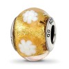 Black Bow Jewelry Golden/White Flower Murano Glass & Sterling Silver Bead Charm, 14mm - 2 of 4