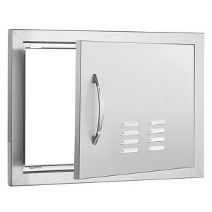VEVOR BBQ Access Door, 20W x 14H Inch Single Outdoor Kitchen Door, Stainless Steel Flush Mount Door, Wall Vertical Door with Handle and vents, Silver - 1 of 4
