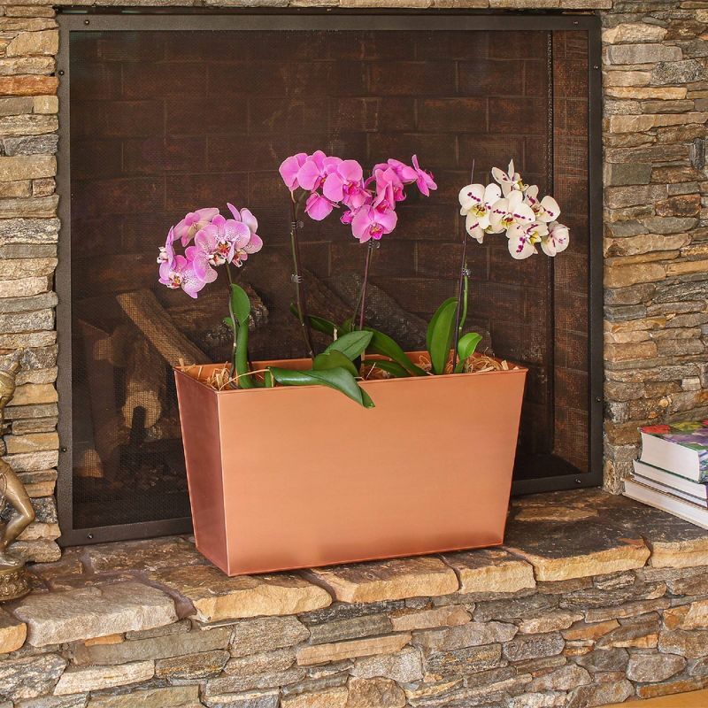 ACHLA Designs 22&#34; Wide Rectangular Flower Box Galvanized Steel Copper Plated, 5 of 6