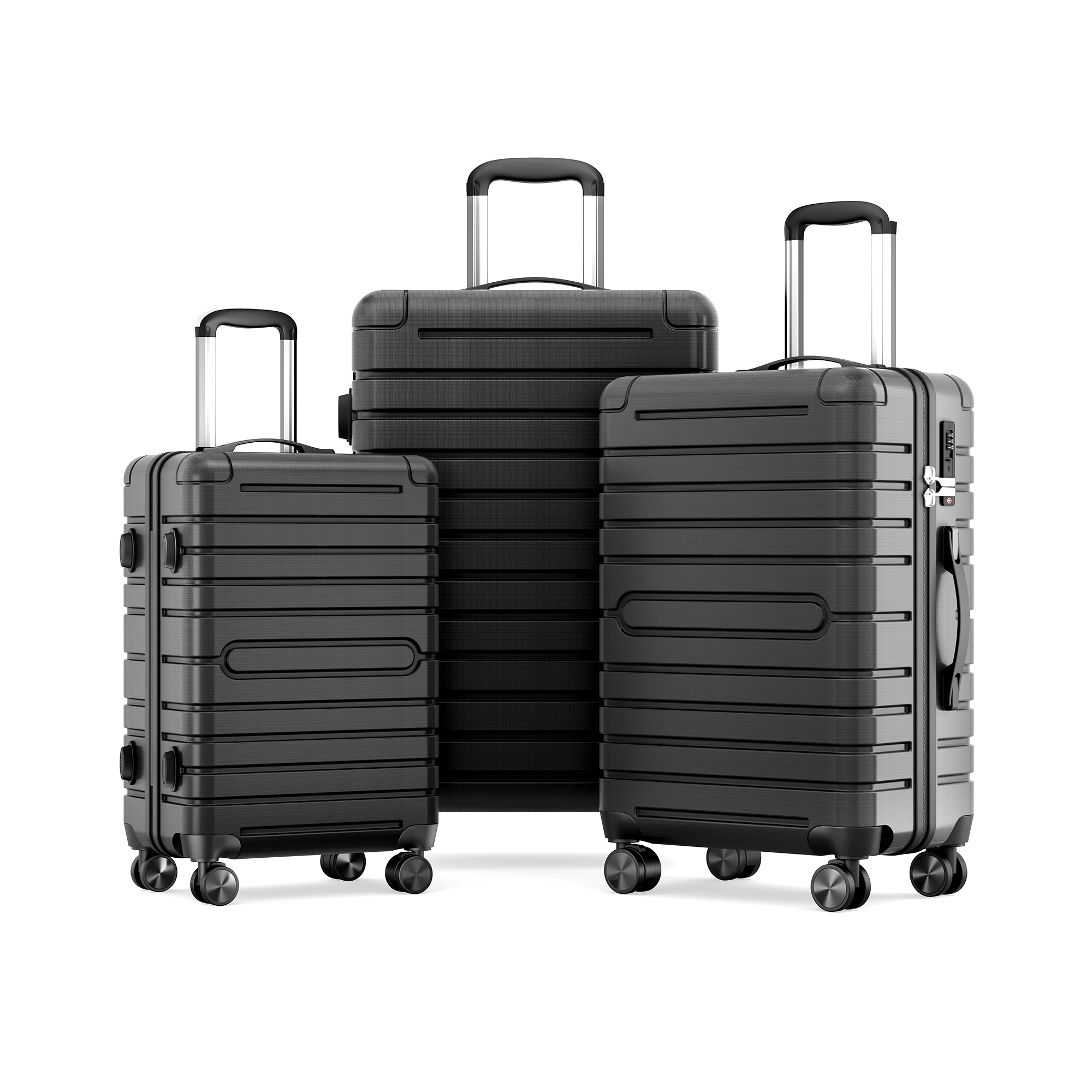 SUGIFT 3 Piece Hardside Luggage Set with Spinner Wheels, TSA Locks, Lightweight ABS+PC Suitcases (20"/24"/28") for Travel, Business, Family Trips