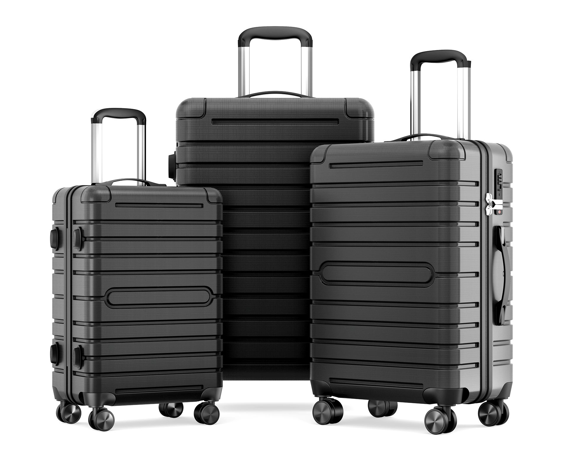 SKONYON 3 Piece Hardside Luggage Set with Spinner Wheels, TSA Locks, Lightweight ABS+PC Suitcases (20"/24"/28") for Travel, Business, Family Trips