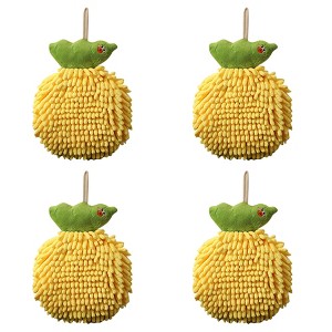 REGALWOVEN Cute Cartoon Fuzzy Ball Hanging Bathroom Toilet Hand Towels Set 7" x 9" - 1 of 4