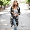 Amaryllis Women's Button-Up Plaid Coat Long Sleeve Hooded Trench Casual Layering Piece Versatile Fall Outerwear - 3 of 4