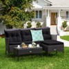 Tangkula Set of 3 3-Seat Sofa Cushioned Table Rattan Furniture Set Garden Patio - 2 of 4