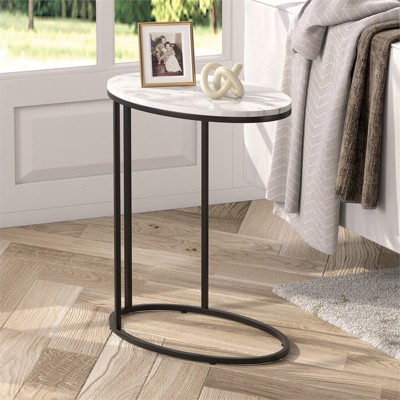 Black Bronze Side Table With Faux Marble Top - Henn&hart : Target