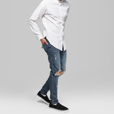 slim tapered distressed jeans