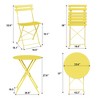 Garvee 3 Piece Patio Bistro Set, Outdoor Folding Table & 2 Chairs, Colorful Metal Furniture for Apartments, Porch, Deck, Balcony, Garden - 3 of 4