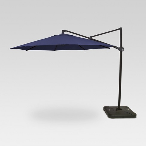 11' Round Offset Patio Umbrella with Base - Black Pole - Threshold™