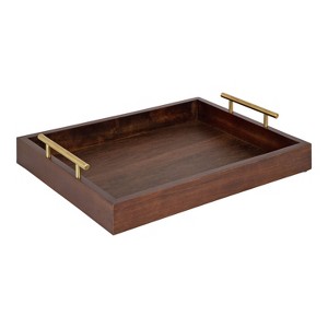 Kate and Laurel Lipton Tray, 16.5x12.25, Walnut Brown and Gold - 1 of 4