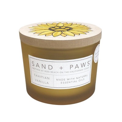 12oz Tahitian Vanilla Scented Candle Yellow - Sand + Paws
