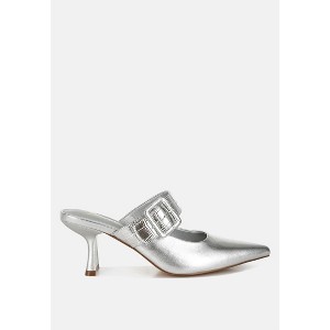 Bismi Large Buckle Kitten Heel Women Mules - 1 of 4