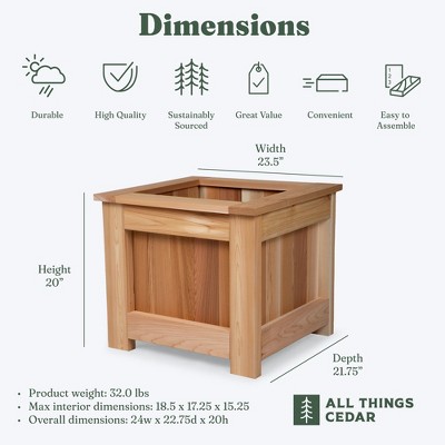 Western Red Cedar Rot-Resistant Outdoor Box Planter
