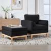 Sapphtopaz 1pc Accent Chair Sofa Lounge Chair with Natural Wood Legs, Comfy Chair with Two Bolster Pillows Reading Armchair Furniture for Living Room - 3 of 4