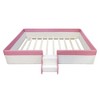 Whisen Twin Size Upholstered Floor Bed & Daybed with Fence and Two-Tier Staircase - 3 of 4