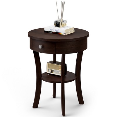 Costway Set Of 2 End Bedside Table Rectangular Nightstand W/ 2 Drawers &  Shelf Espresso : Target