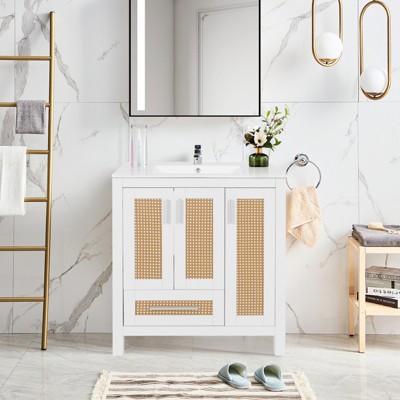 30 in. W x 18 in. D x 33 in. H Freestanding Bath Vanity in White without Sink