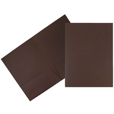 JAM Paper Two-Pocket Textured Linen Business Folders Chocolate Brown 386LBRA