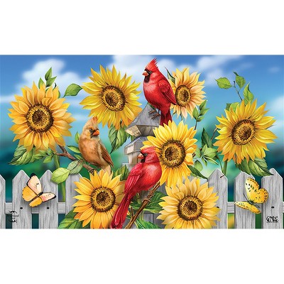 Briarwood Lane Summer Doormat 30x18 Indoor Outdoor Cardinals and Sunflowers For Summer Doormat