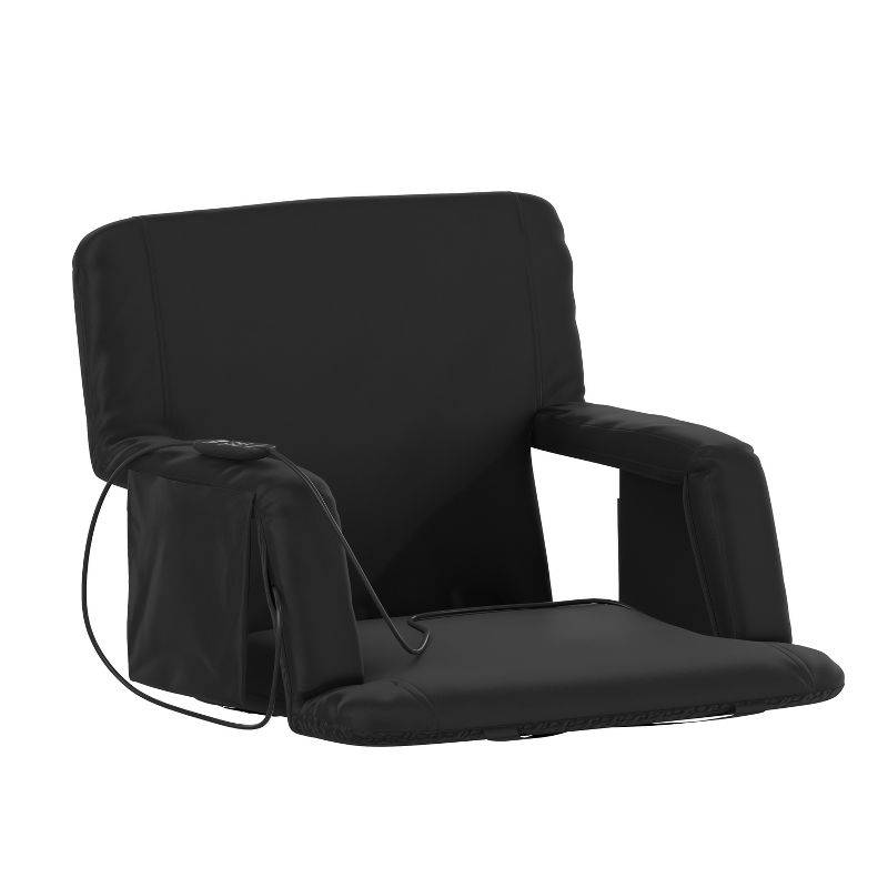 Emma and Oliver Extra Wide Foldable Reclining Heated Stadium Chair with Backpack Straps - Black, 1 of 15